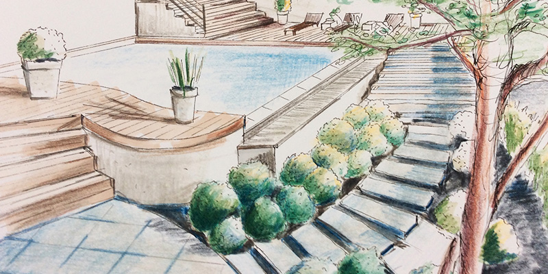 Croquis de paysage, Roughs de jardin, réalisé par Aga WERNER Atelier3113