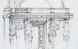 Dessin-architecture-cours-dessin-Louvre-croquis en perspective