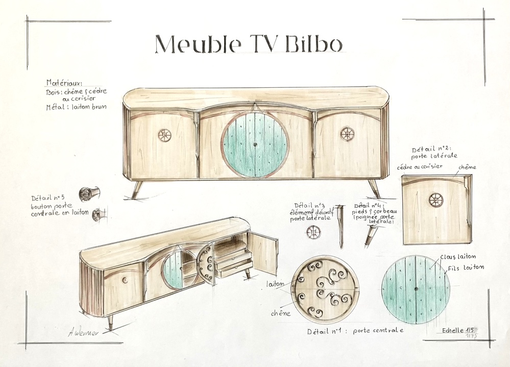 Dessin - design Meuble TV Bilbo-Seignior des Anneaux -design by Aga Werner 
