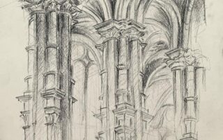 architecture gotique, dessin en perspective, les voûtes gotique par Aga Werner