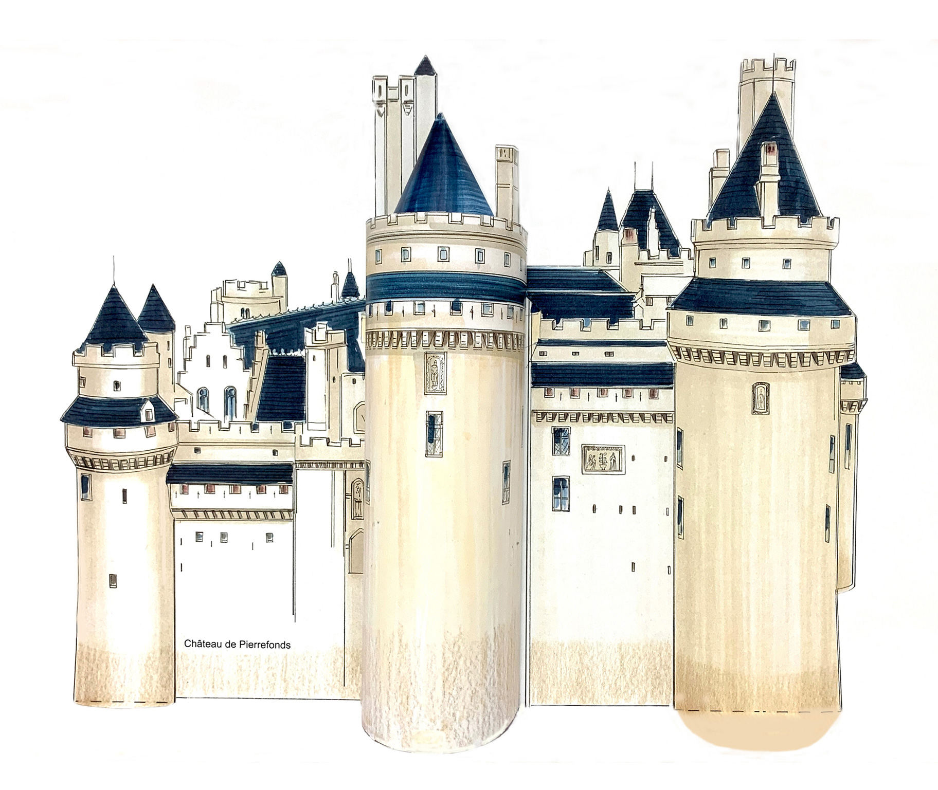 Maquette du château de Pierrefonds cours dessin